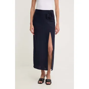 Dámská sukně Lněná sukně Answear.LAB tmavomodrá barva, maxi, áčková LD1023.HMS 59X, vel. L