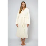 Dlouhý huňatý župan Diana ecru s kapucí XXL