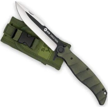 kapesní nůž K25 Nůž zavírací K25 G10 tvarovaná čepel ZELENÁ střenka pouzdro