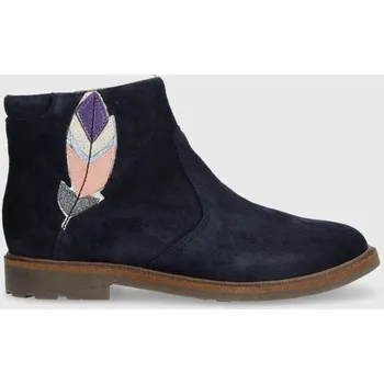 Dámské kozačky Dětské semišové boty Pom D'api SISTER FEATHER tmavomodrá barva P1EBDZ0402.31.34 59X, EUR 31