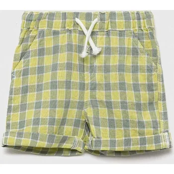 Chlapecké kraťasy Dětské plátěné šortky United Colors of Benetton zelená barva, nastavitelný pas 4W29G900Z.P.SEASONAL 71X, vel. 110