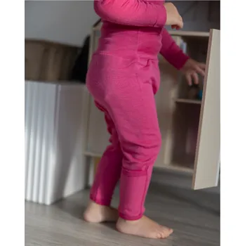 Rostoucí kalhoty z merino vlny a hedvábí Cosilana s přehrnutím růžové Velikost: 62/68