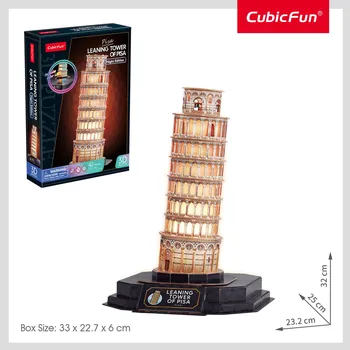 CubicFun - Puzzle 3D s LED Noční edice: Šikmá věž v Pise 42 dílků