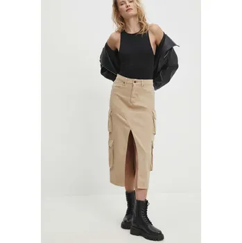 Dámská sukně Džínová sukně Answear.LAB béžová barva, midi 80858.TWK 80X, vel. S