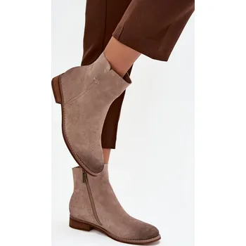 Dámské kozačky Dámské kotníkové boty na nízkém podpatku Vinceza 39961 Barva: Béžová, Velikost: 36