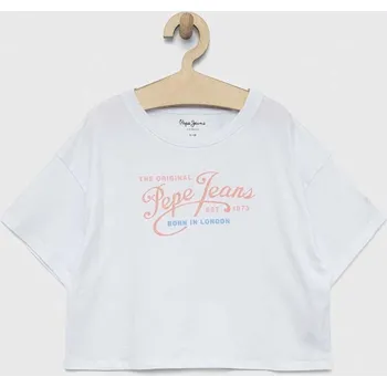 Dětské bavlněné tričko Pepe Jeans Non-denim bílá barva PG502958 00X, vel. 188