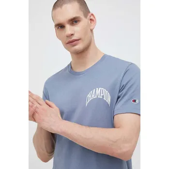 Bavlněné tričko Champion s potiskem 218521 modrá 95X, vel. S
