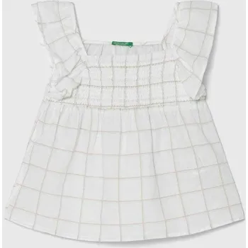 Chlapecká mikina Dětská lněná halenka United Colors of Benetton 56A9CQ02Q.G.Seasonal bílá 00X, vel. 140