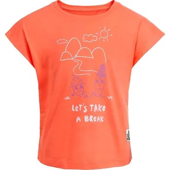 Chlapecké tričko Dětské bavlněné tričko Jack Wolfskin TAKE A BREAK 1610591. oranžová 32X, vel. 116