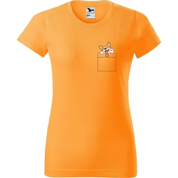 Dámské tričko Dámské tričko s potiskem Pejsek v kapse Barva trička: Tangerine orange - A2, Velikost: XL