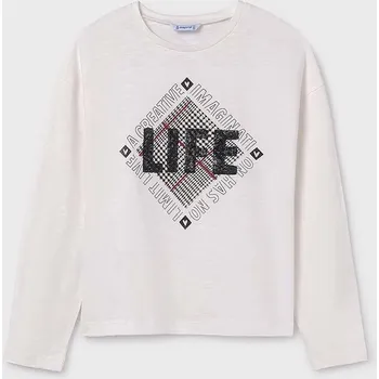 Chlapecké tričko Dětské bavlněné tričko s dlouhým rukávem Mayoral 7008.8C.Junior.9BYH béžová 01X, vel. 167