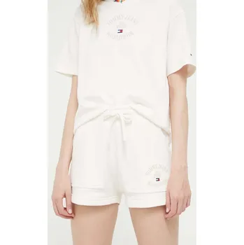 Pánské kraťasy Bavlněné šortky Tommy Jeans béžová barva, s potiskem, high waist DW0DW15870 01X, vel. L