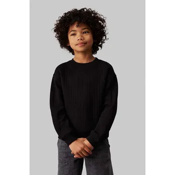 Chlapecká mikina Dětská mikina Calvin Klein Jeans černá barva, hladká, IB0IB02203 IB0IB02203.9BYH 99X, vel. 176