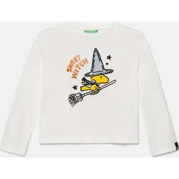 Dětská móda Dětské bavlněné tričko s dlouhým rukávem United Colors of Benetton 3VR5G10JA.P.Seasonal bílá 00X, vel. 98