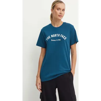 Pánské tričko Bavlněné tričko The North Face Tee Varsity Graphic tyrkysová barva, NF0A89CQ1NO1 69X, vel. S