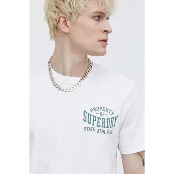 Pánské tričko Bavlněné tričko Superdry bílá barva, s potiskem M1011903A.RAV 00X, vel. XL