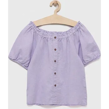 Chlapecká mikina Dětská lněná halenka United Colors of Benetton 5OK4CQ01H.G.SEASONAL fialová 04X, vel. 150