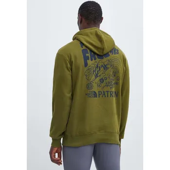 Pánská mikina Bavlněná mikina The North Face pánská, zelená barva, s kapucí, s potiskem, NF0A87DVPIB1 91X, vel. M