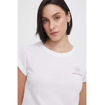Bavlněné tričko Pepe Jeans KAYLA PL505823 bílá 00X, vel. M
