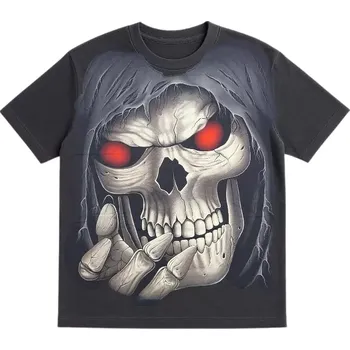 Pánská trička s potiskem nadrozměrné velikosti Lebka s kapucí 7XL
