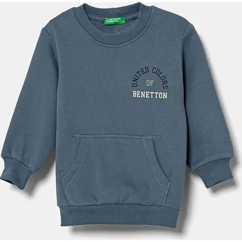 Chlapecká mikina Dětská mikina United Colors of Benetton modrá barva, s potiskem, 3EB5G10G0 3EB5G10G0.P.Seasonal 95X, vel. 82