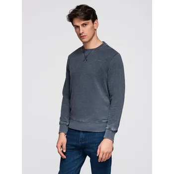 Pánská mikina Praná pánská mikina s ozdobným prošitím u výstřihu - tmavě modrá V4 OM-SSDS-0131 - M