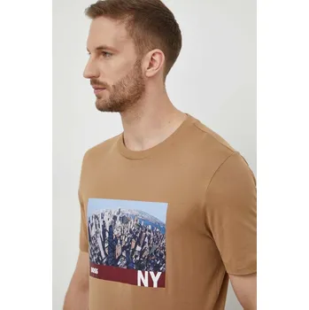 Pánské oblečení Bavlněné tričko BOSS 50512110 béžová 80X, vel. M