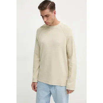 Bavlněné tričko s dlouhým rukávem Calvin Klein Jeans J30J326450 béžová 12X, vel. L