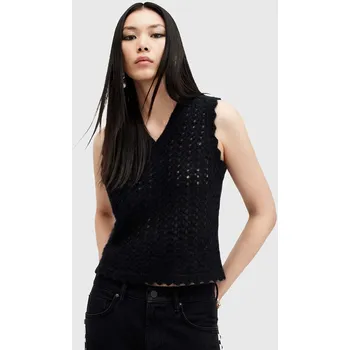 Dámská vesta Vlněná vesta AllSaints VIVIAN TANK černá barva, W057KB 99X, vel. S