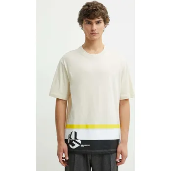 Pánské tričko Bavlněné tričko Karl Lagerfeld Jeans 245D1702 béžová 02A, vel. S