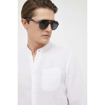 Pánská košile Plátěná košile United Colors of Benetton bílá barva, regular, se stojáčkem 5BKU5QL08.101 00X, vel. S