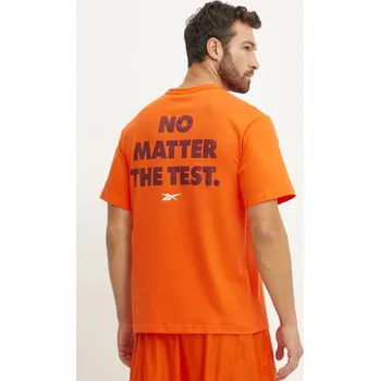 Bavlněné tričko Reebok oranžová barva, s potiskem, 100206038 22X, vel. XL