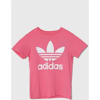Dětské bavlněné tričko adidas Originals TREFOIL TEE růžová barva IN8445 42X, vel. 176