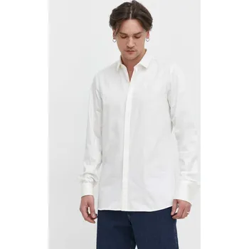 Pánská košile Košile HUGO pánská, béžová barva, slim, s klasickým límcem, 50513945 00A, vel. 46