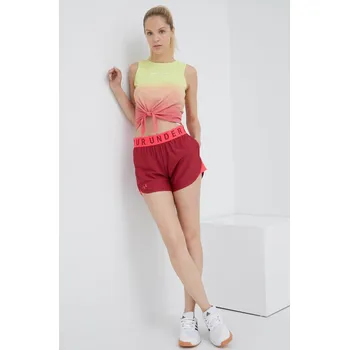 Dámské kraťasy Tréninkové šortky Under Armour Play Up 1355791 dámské, vínová barva, s potiskem, medium waist, 1355791 83X, vel. L