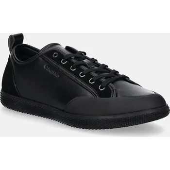 Pánské tenisky Kožené sneakers boty Calvin Klein LOW TOP LACE UP černá barva, HM0HM01585 99X, EUR 43