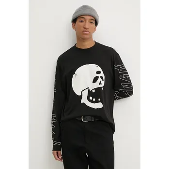 Pánské tričko Bavlněné tričko s dlouhým rukávem HUGO 50527799 černá 99X, vel. S