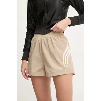 Dámské kraťasy Kraťasy adidas Originals dámské, béžová barva, s aplikací, high waist, IY9238 80X, vel. L