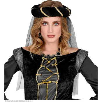 Karnevalový kostým Černá středověká čelenka se závojem