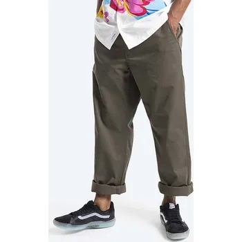 Kalhoty Vans Authentic Chino zelená barva, střih chinos, medium waist, VN0A5FJBKCZ-green 77X, vel. 28