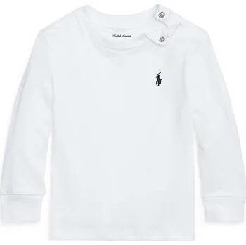 Chlapecké oblečení Dětské bavlněné tričko s dlouhým rukávem Polo Ralph Lauren 320843804004 bílá 00X, vel. 80-83