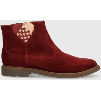 Dámské kozačky Dětské semišové boty Pom D'api SISTER LOVE vínová barva P1ECDZ0401.31.34 83X, EUR 32