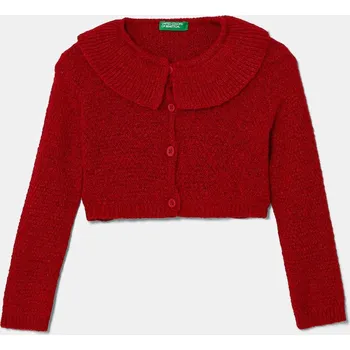 Dívčí oblečení Dětský kardigan s příměsí vlny United Colors of Benetton 106QG500N.P.Seasonal červená 33X, vel. 98