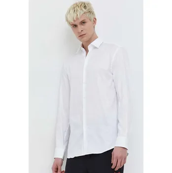 Pánská košile Košile HUGO bílá barva, slim, s klasickým límcem, 50508268 00X, vel. 39