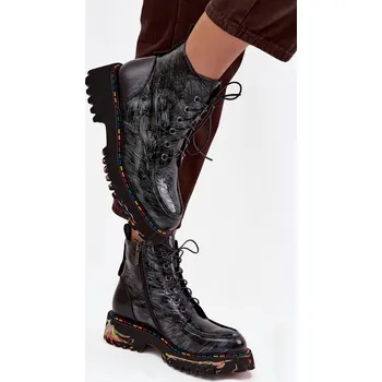 Dámské kozačky Kožené Lakované Dámské Kotníkové Boty Artiker 57C0065 Barva: Stříbrná, Velikost: 40