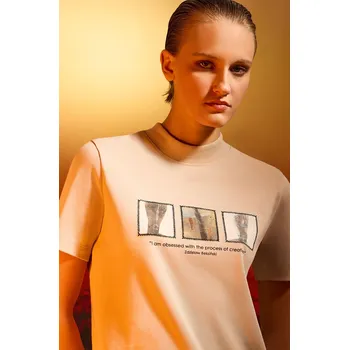 Bavlněné tričko Medicine RW24.TSD853 béžová 02X, vel. L