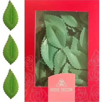 Jedlá dekorace na dort List růže zelený olivový, oplatek 100 ks