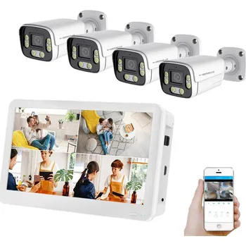 Kompletní kamerový systém PoE IP 4 kamerový set XM-456D 8MPx s LDC 12", CZ menu