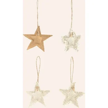 Závěsná dekorace Calma House Star Christmas 4-pack 10 cm STAR.ASS10.NAT béžová 02X