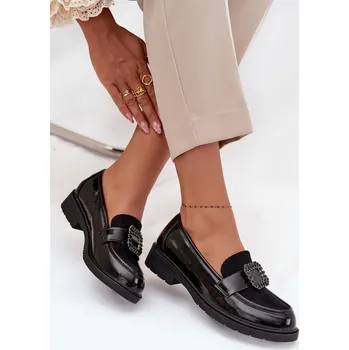 Dámské mokasíny Lakované dámské mokasyny s ozdobnou sponou S.Barski HY52-546 Barva: Černá, Velikost: 39